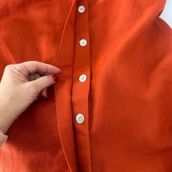 Emma James Liz Claiborne Faux Wrap Button Maxi Skirt Orange Linen Blend Size 16 - Picture 10 of 11
